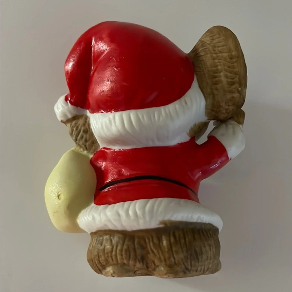 Homco, Porcelain Christmas Santa Claus Mouse Figurine Holding Bag of Toys #5405
